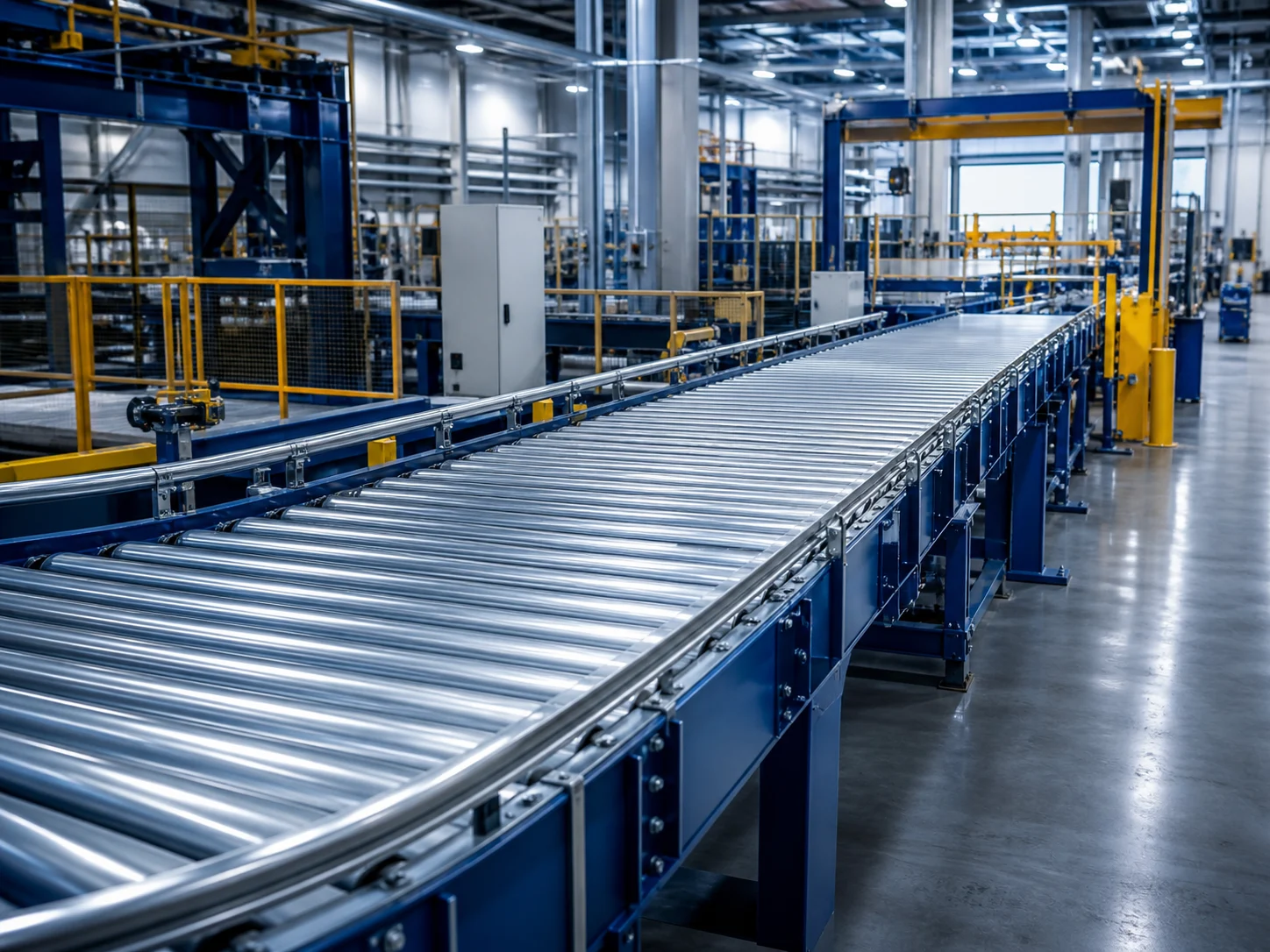 Esteira transportadora industrial em fábrica